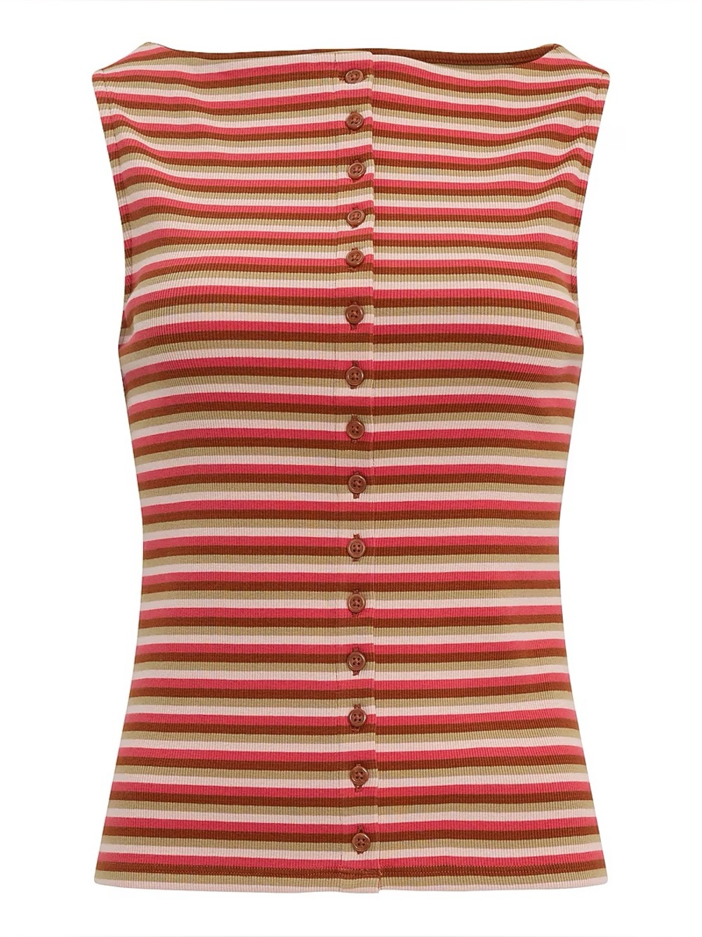 Express Striped Ribbed Boat Neck Button Front Knit Tank - Picture 4 of 9